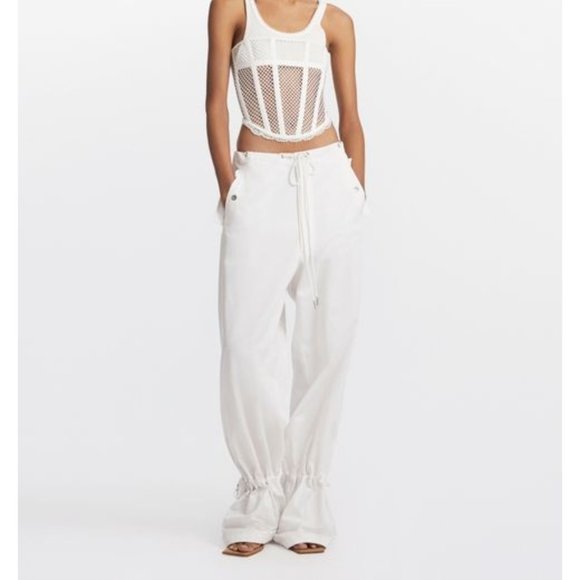 DION LEE  NWOT Unisex White Eyelet Tie Parachute Pant - Picture 1 of 11